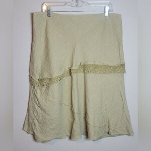 Johnny Was Linen Skirt - Light Olive Green Size 12